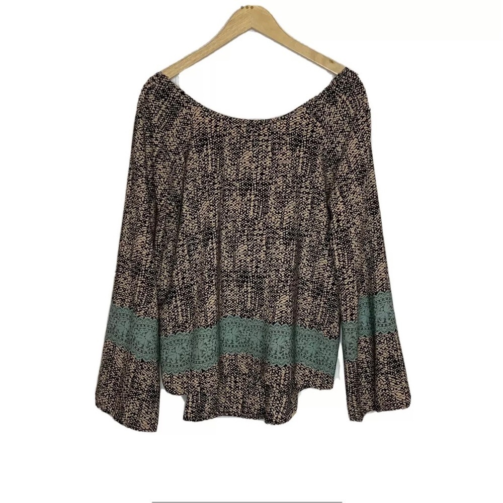 Lime & Chili Tunic Top Womens Sz M Flared Sleeves Hi Lo Cutout Back Relaxed VTG